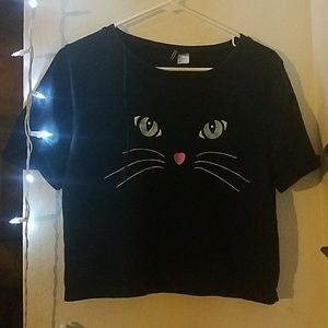 Cat face crop top